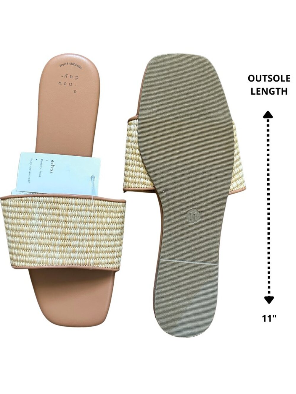 SALE 🎉 A New Day NWT Maren Natural Woven Raffia Slide Sandals 11 Memory Foam - Picture 5 of 7